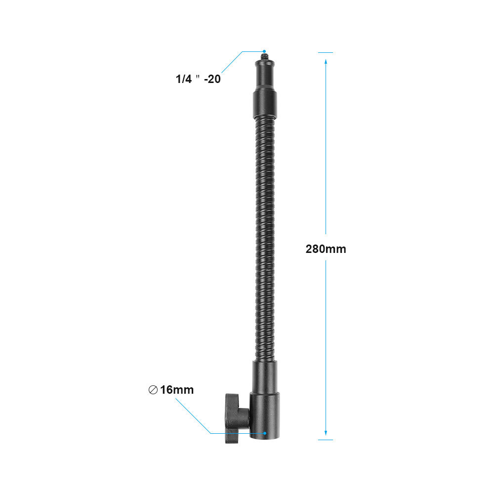CAMVATE Flexible Metal Gooseneck Arm With 1/4"-20 Thread Screw & 16mm Light Stand Head Adapter For Camera Flashlight