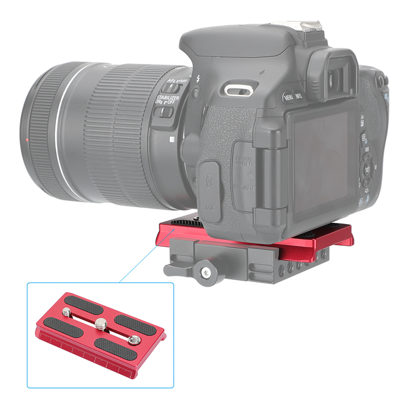 CAMVATE Manfrotto Slide-in Camera Quick Release Plate With 1/4" & 3/8" Threads (Red Color)