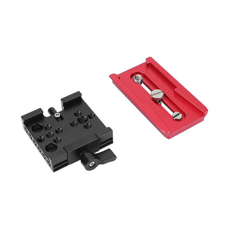 CAMVATE Manfrotto Type Quick Release Base Clamping Plate And Sliding Plate Camera Mount (Red Color)