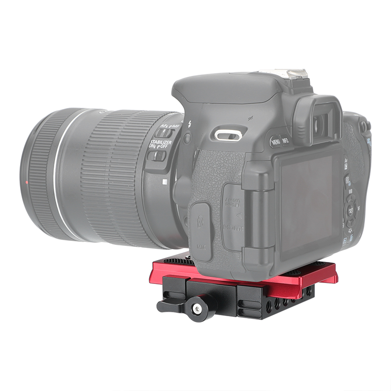 CAMVATE Manfrotto Type Quick Release Base Clamping Plate And Sliding Plate Camera Mount (Red Color)