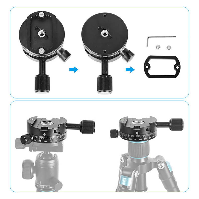 CAMVATE 360 Degree Rotating Panoramic Tripod Head Mounting Quick Release Plate Kit