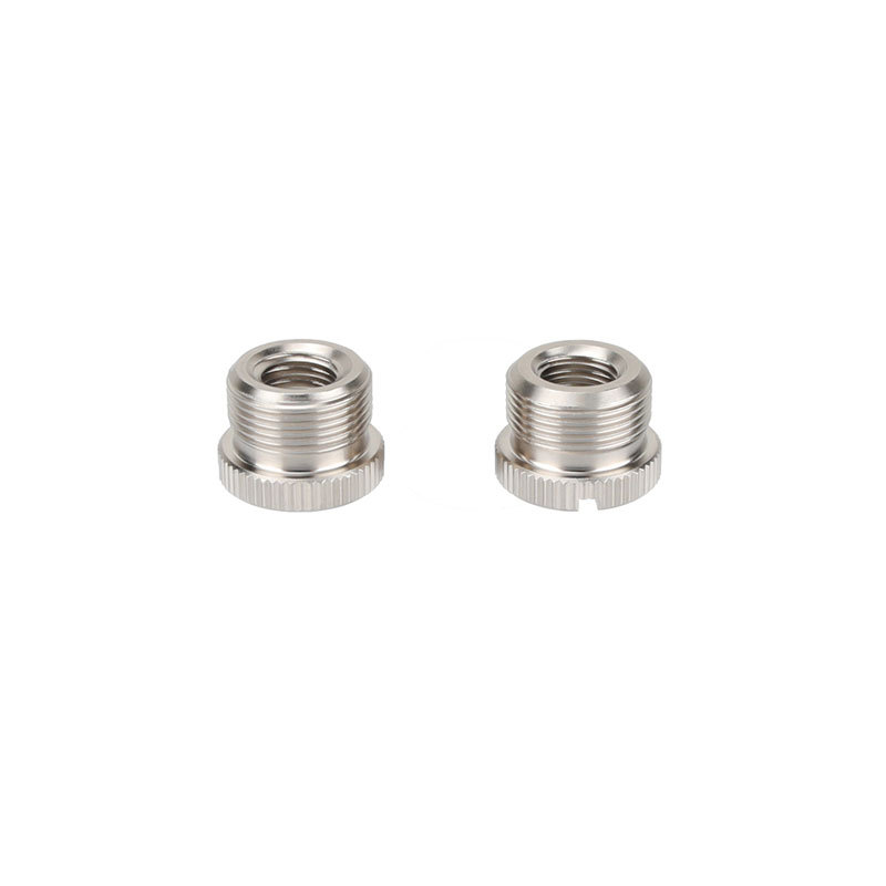 CAMVATE 5/8"-27 Male to 3/8"-16 Female Microphone Screw Adapter Silver Color Nickel Brass Made (2 Pieces)