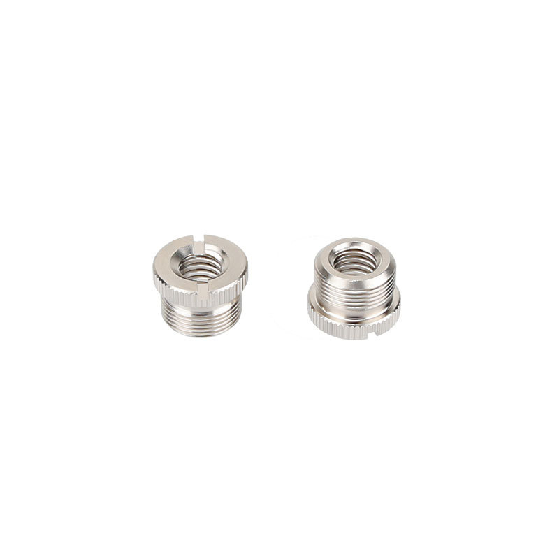 CAMVATE 5/8"-27 Male to 3/8"-16 Female Microphone Screw Adapter Silver Color Nickel Brass Made (2 Pieces)