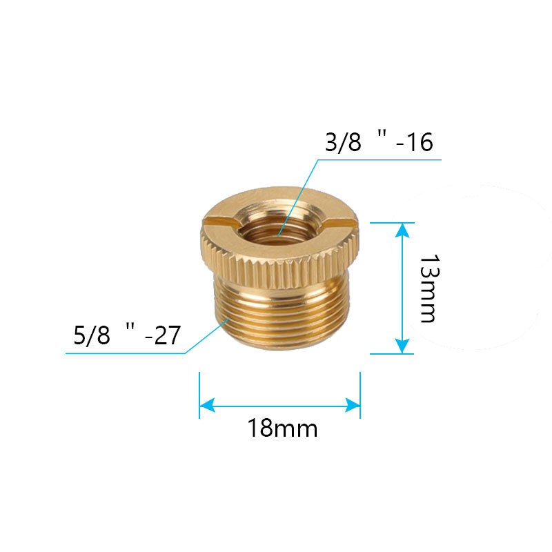 CAMVATE 5/8"-27 Male to 3/8"-16 Female Microphone Screw Adapter Gold Color Nickel Brass Made (2 Pieces)