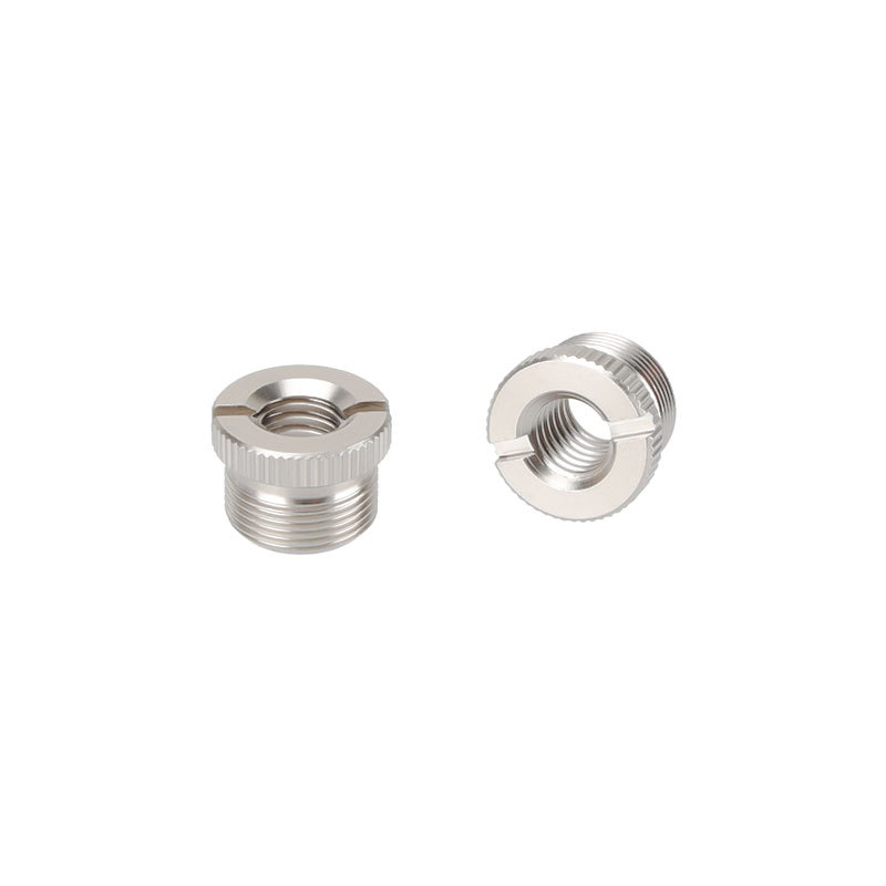 CAMVATE 5/8"-27 Male to 3/8"-16 Female Microphone Screw Adapter Silver Color Nickel Brass Made (2 Pieces)