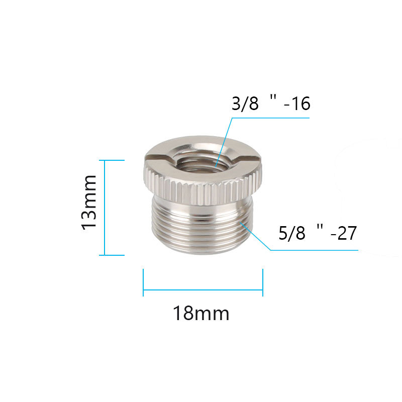 CAMVATE 5/8"-27 Male to 3/8"-16 Female Microphone Screw Adapter Silver Color Nickel Brass Made (2 Pieces)