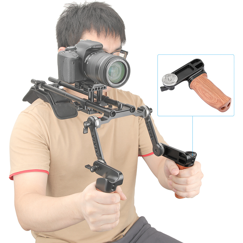 CAMVATE Ergonomic Wooden Hand Grip (Left Side) With ARRI Rosette M6 Thread Screw Connection For Camera Shoulder Mount Rig