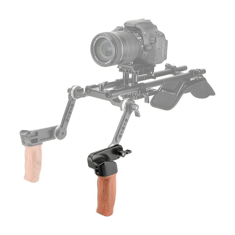 CAMVATE Ergonomic Wooden Hand Grip (Left Side) With ARRI Rosette M6 Thread Screw Connection For Camera Shoulder Mount Rig