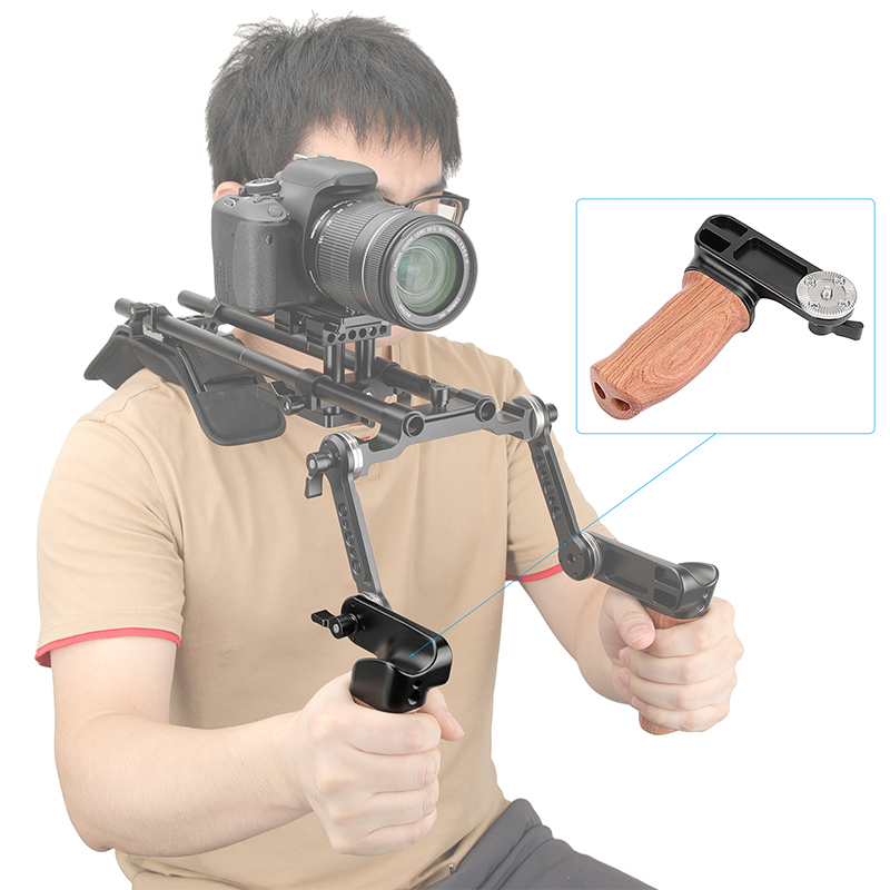 CAMVATE Ergonomic Wooden Hand Grip (Right Side) With ARRI Rosette M6 Thread Screw Connection For Camera Shoulder Mount Rig