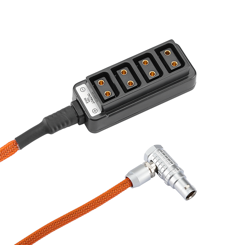 CAMVATE ARRI Alexa Mini Camera EXT 7 Pin To D-tap 4 Port Power Splitter Adapter Box With Braided Cable Orange Color (40cm)