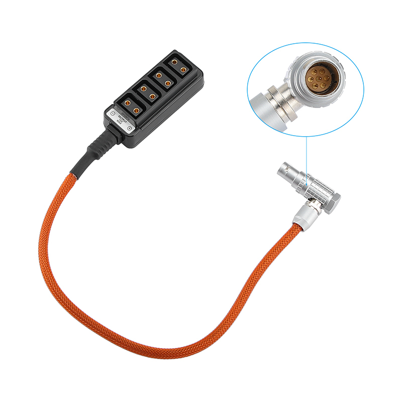 CAMVATE ARRI Alexa Mini Camera EXT 7 Pin To D-tap 4 Port Power Splitter Adapter Box With Braided Cable Orange Color (40cm)
