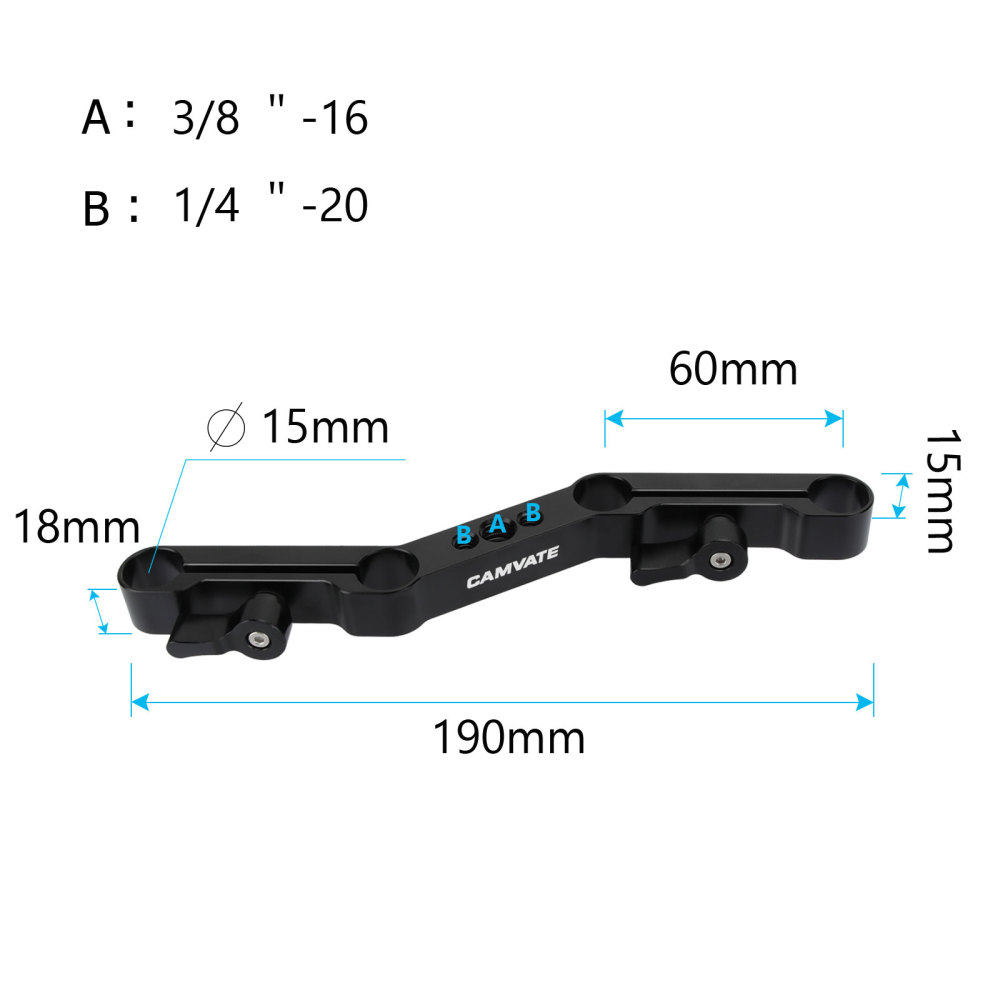 CAMVATE DSLR Z-shape Offset Braket Clamp Mount Block Rig Raiser Movie Kit for 15mm Rod
