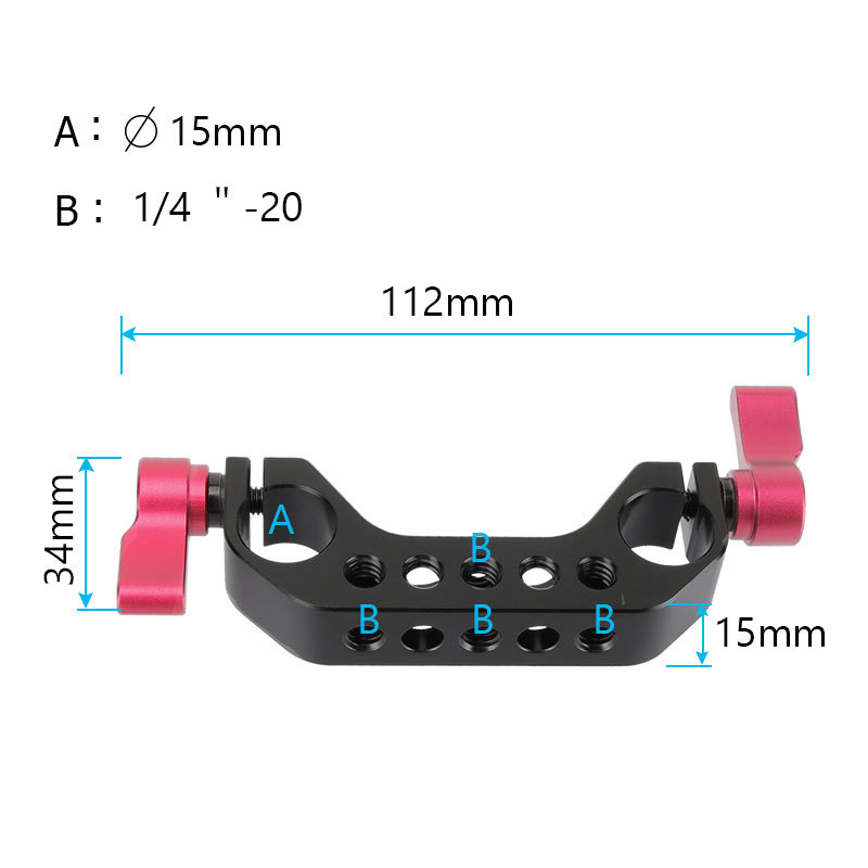 CAMVATE 15mm Rod Clamp 1/4"-20 Thread Red Knob for DLSR Camera Rig Cage Baseplate