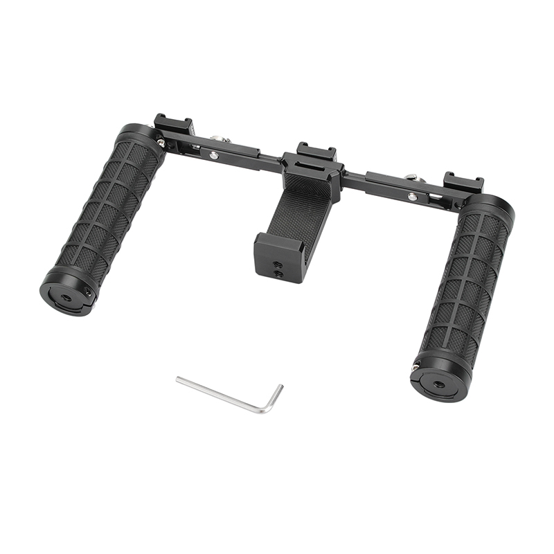 CAMVATE ARCA Style Smartphone Clip Holder (Clamping Range 58 ~ 82mm) With Rubber-covered Handgrip Pair & Three Cold Shoe Mounts