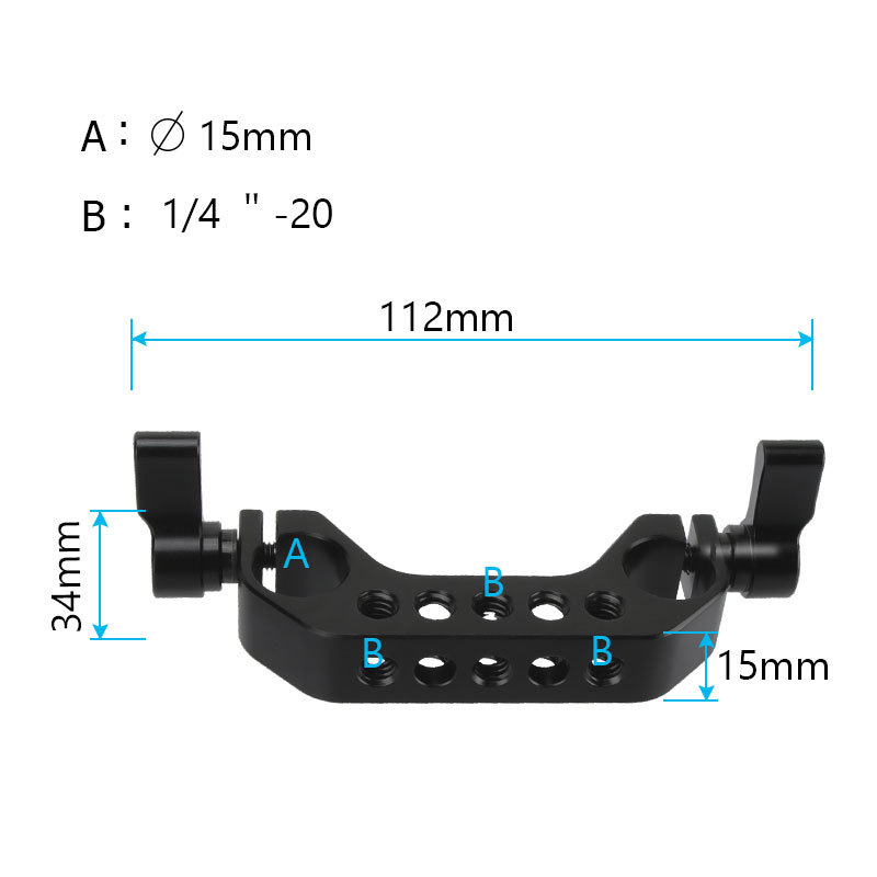 CAMVATE 15mm Rail Rod Clamp 1/4"-20 Thread Black Knob for DLSR Camera Rig Cage Baseplate
