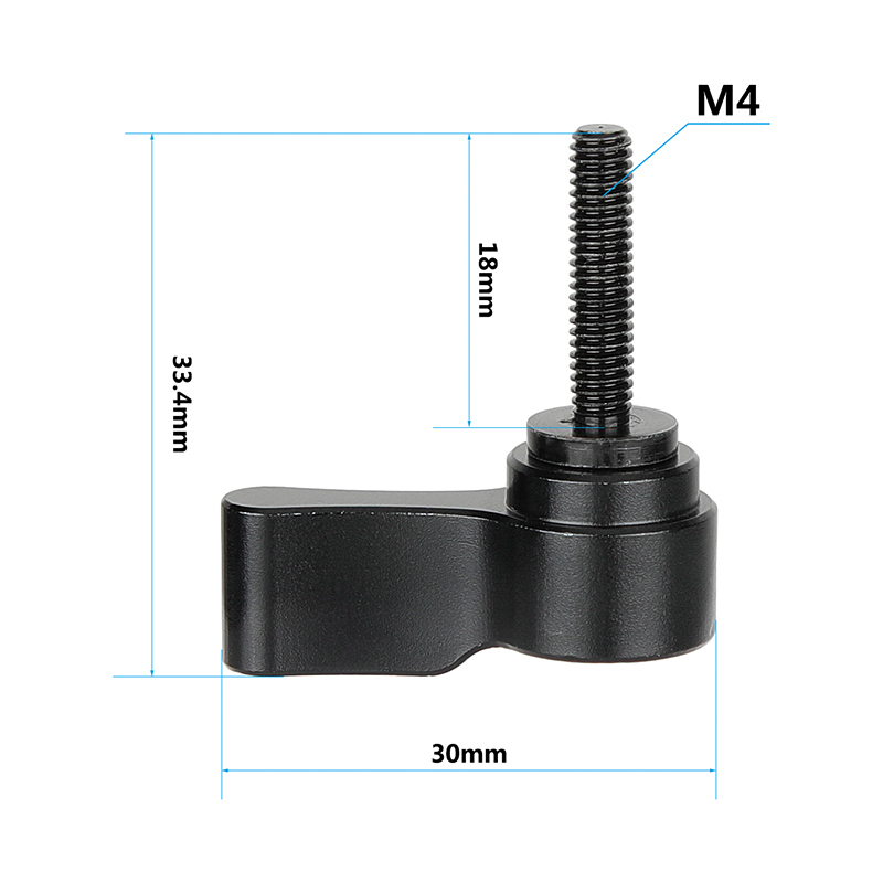 CAMVATE M4 Male Threading (18mm long) Rotating Knob Adjustable Thumb Lever Screw (Black 2 Pieces)
