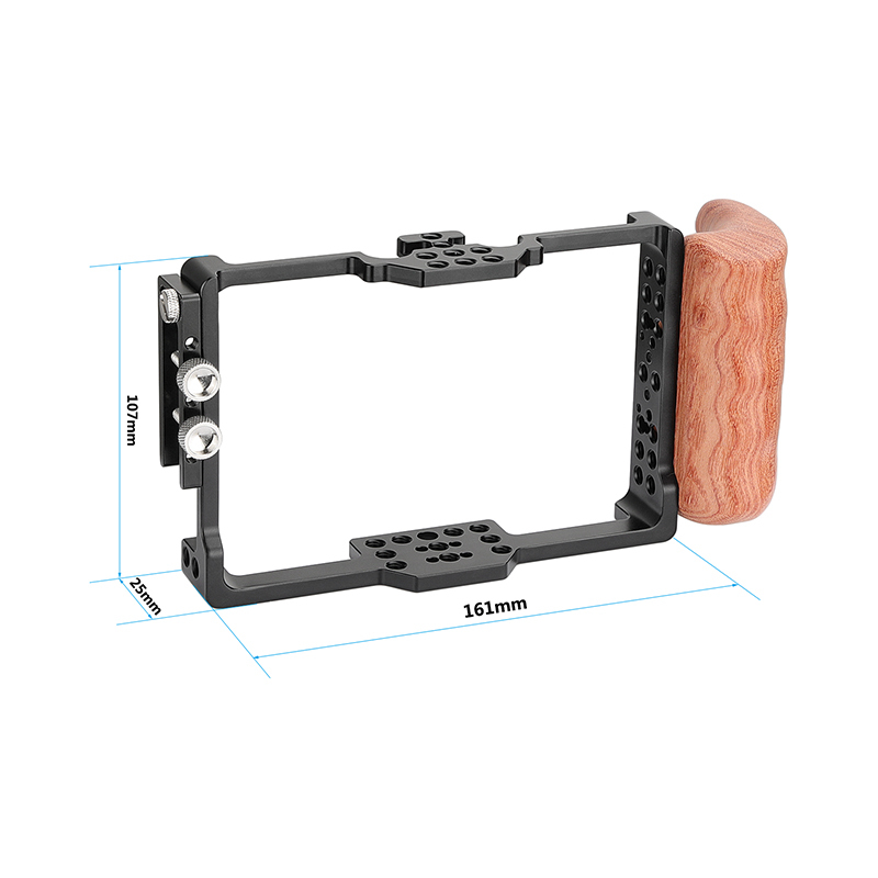 CAMVATE FeelWorld FT6 FR6 5.5 Inch Monitor Cage Protective Armor (Exclusive Use) With Wooden Handgrip For Left Side