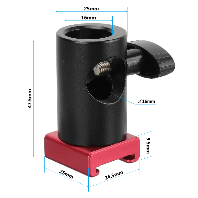 CAMVATE Light Stand Head With Red Cold Shoe Mount Adapter For Supporting Monitor / Smartphone