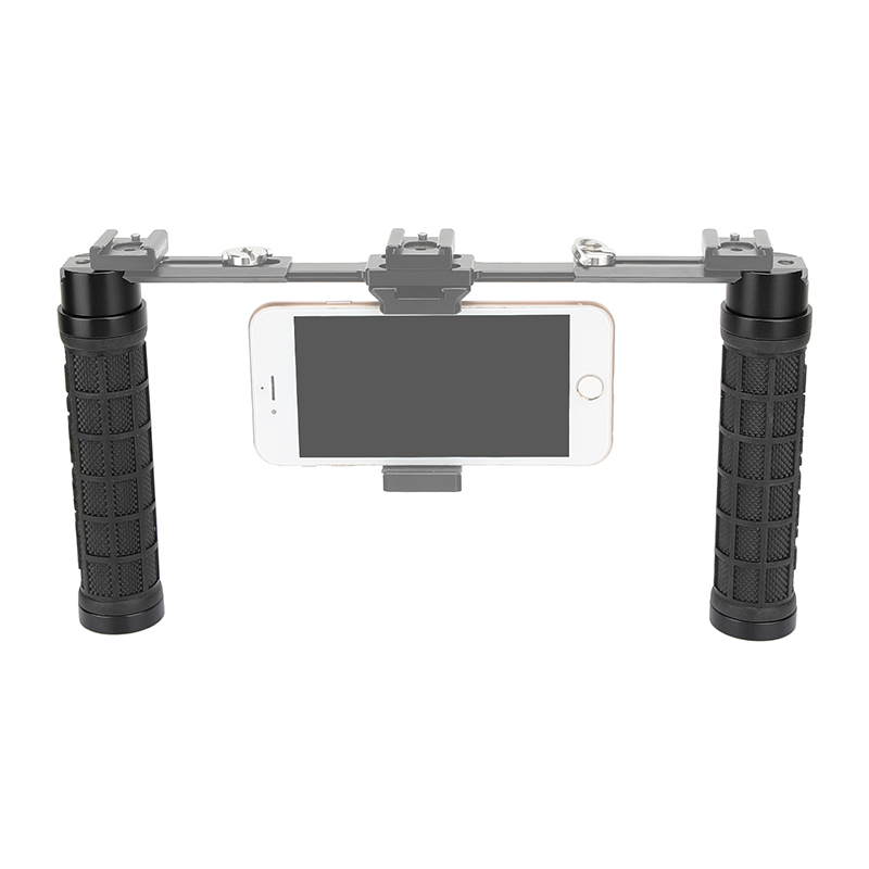 CAMVATE Rubber-covered Handle Grip Stabilizer With NATO Clamp Connector & Black Screw Knob For Camera Cage Rig / Smartphone Stand (A Pair)