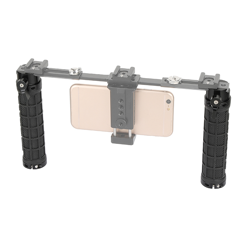 CAMVATE Rubber-covered Handle Grip Stabilizer With NATO Clamp Connector & Black Screw Knob For Camera Cage Rig / Smartphone Stand (A Pair)