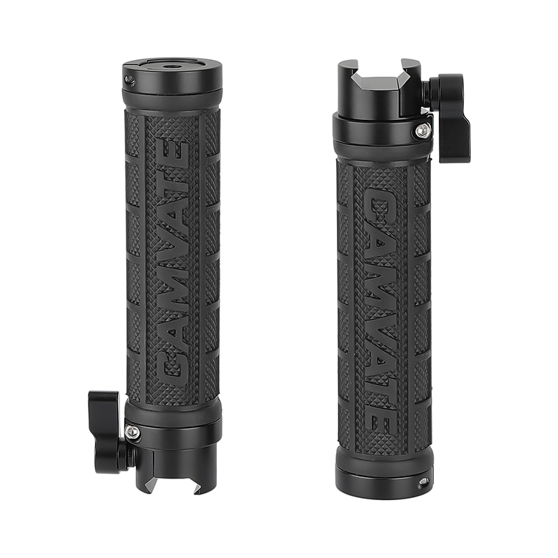 CAMVATE Rubber-covered Handle Grip Stabilizer With NATO Clamp Connector & Black Screw Knob For Camera Cage Rig / Smartphone Stand (A Pair)