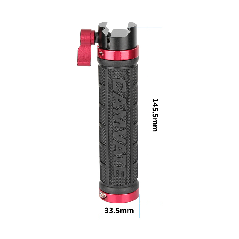 CAMVATE Rubber-covered Handle Grip Stabilizer With NATO Clamp Connector & Red Screw Knob For Camera Cage Rig / Smartphone Stand (A Pair)