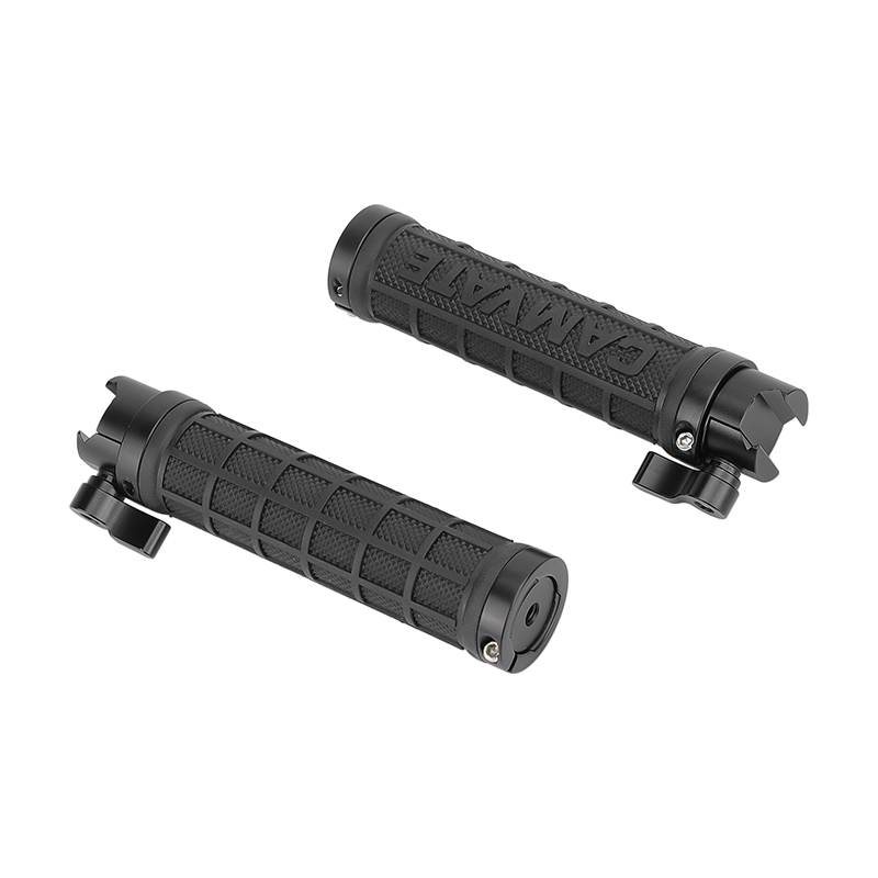 CAMVATE Rubber-covered Handle Grip Stabilizer With NATO Clamp Connector & Black Screw Knob For Camera Cage Rig / Smartphone Stand (A Pair)