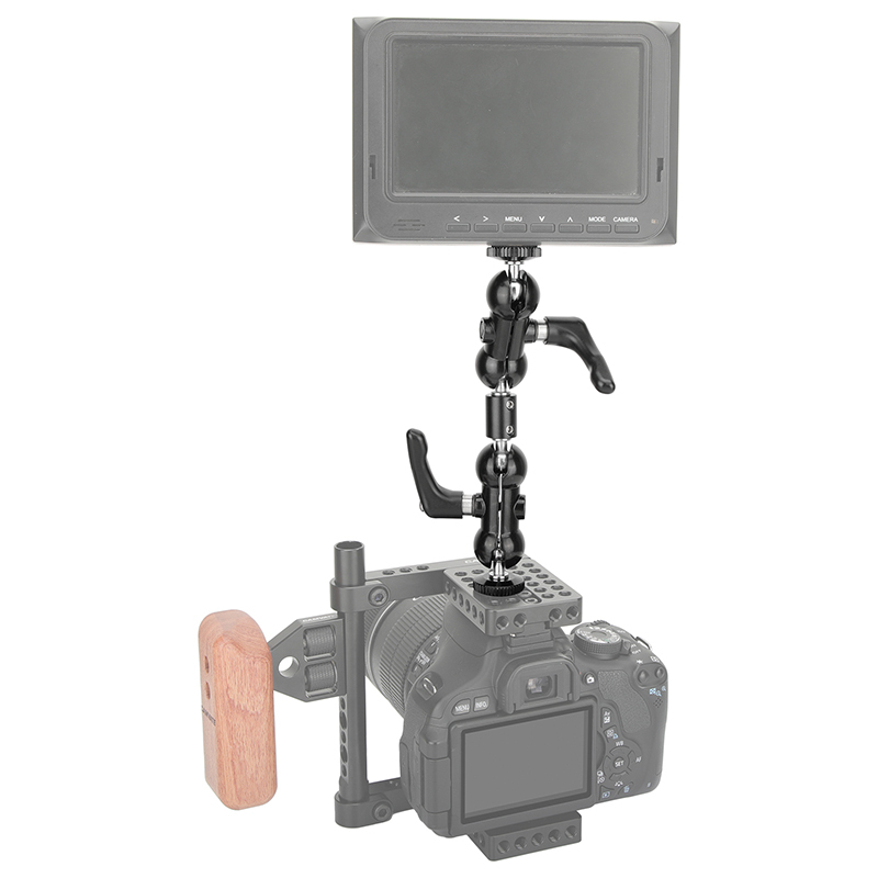 CAMVATE Double 1/4" Ball Head Support Holders With Upgraded Robust Central Lock Knob For DSLR Camera Flashlight / Monitor