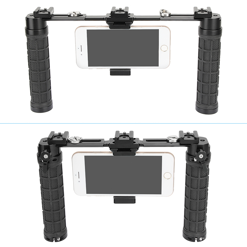 CAMVATE ARCA Style Smartphone Clip Holder (Clamping Range 58 ~ 82mm) With NATO-styled Handgrip Pair & Three Cold Shoe Mounts