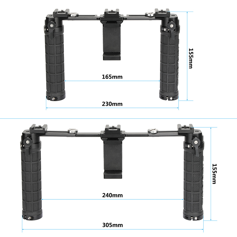 CAMVATE ARCA Style Smartphone Clip Holder (Clamping Range 58 ~ 82mm) With NATO-styled Handgrip Pair & Three Cold Shoe Mounts