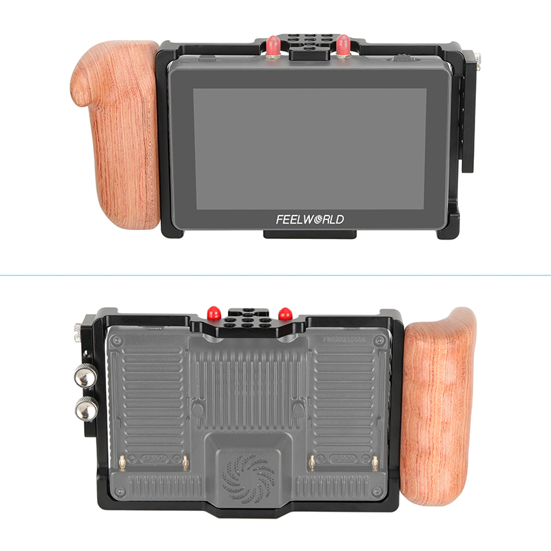CAMVATE FeelWorld FT6 FR6 5.5 Inch Monitor Cage Protective Armor (Exclusive Use) With Wooden Handgrip For Left Side