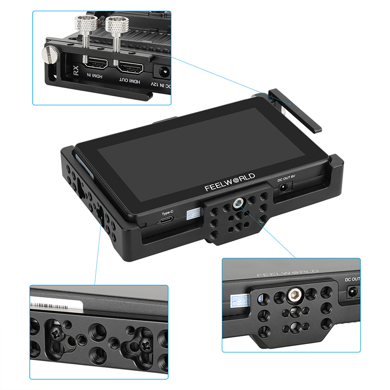CAMVATE FeelWorld FT6 FR6 5.5 Inch Monitor Cage Protective Armor (Exclusive Use) With Wooden Handgrip For Left Side