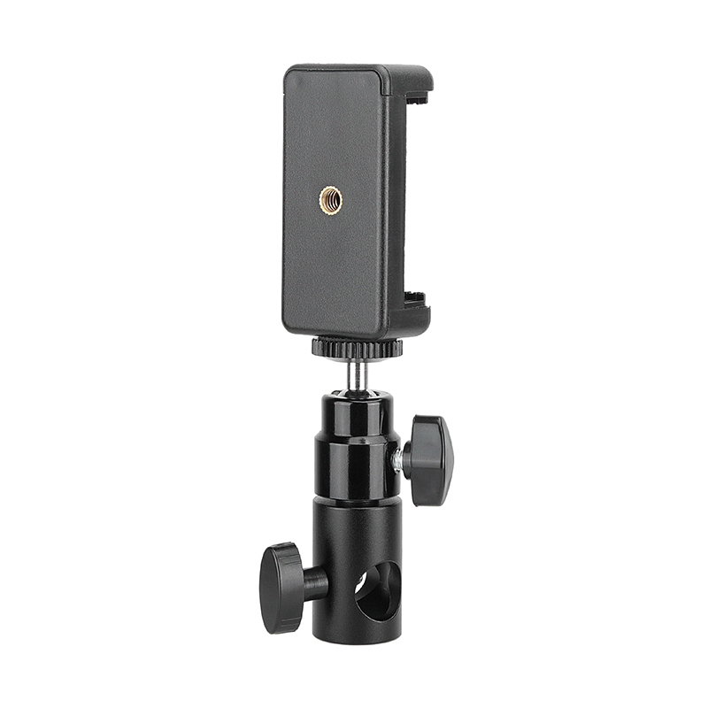 CAMVATE Adjustable Smartphone Clip + 16mm Light Stand Head Adapter + 1/4"-20 Ball Head Support Holder (Black)