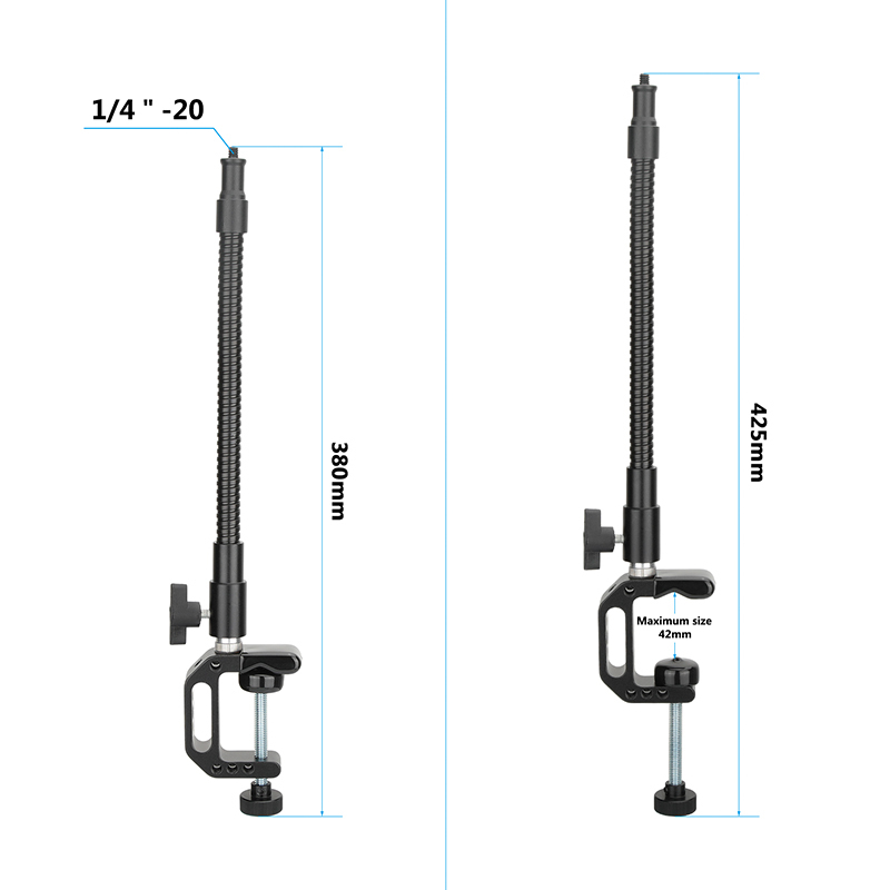 CAMVATE Universal C Clamp + Flexible Metal Gooseneck Arm With 1/4"-20 Thread Screw For Camera Flashlight /Smartphone