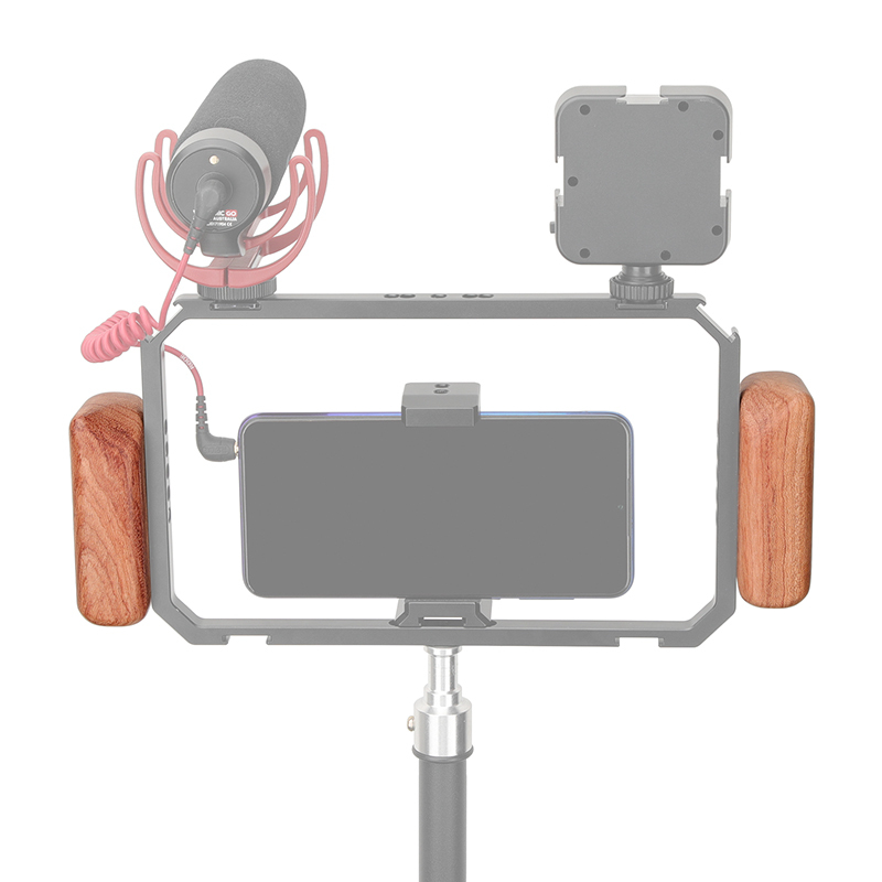 CAMVATE Simple Wooden Hand Grip Pair (Left & Right Side) With 1/4"-20 Mounting Groove For DSLR Camera Cage Kit