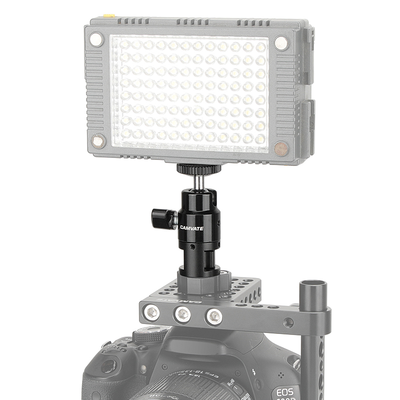 CAMVATE Adjustable Ball Head Support Holder with 1/4"-20 Stud, ARRI 3/8"-16 Thumbscrew & Locating Pins
