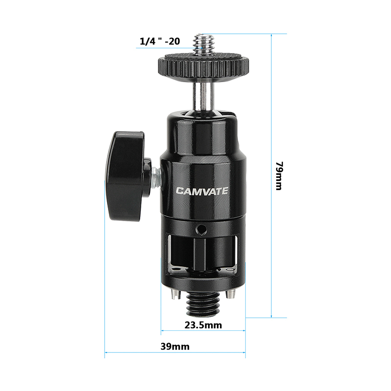 CAMVATE Adjustable Ball Head Support Holder with 1/4"-20 Stud, ARRI 3/8"-16 Thumbscrew & Locating Pins