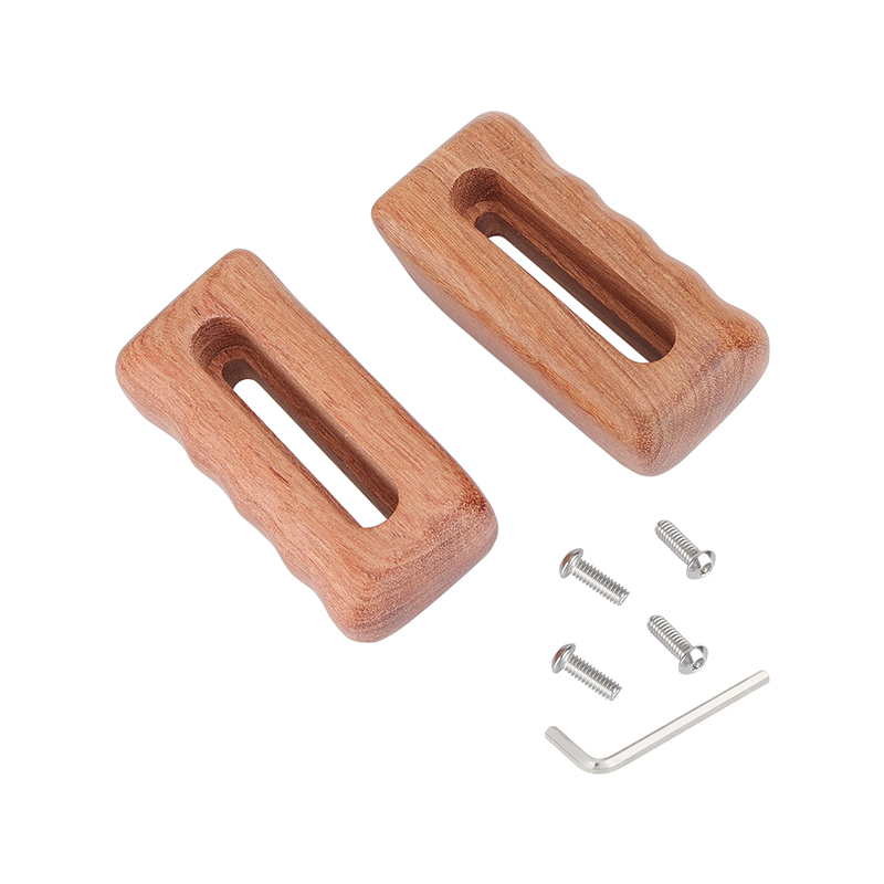 CAMVATE Simple Wooden Hand Grip Pair (Left & Right Side) With 1/4"-20 Mounting Groove For DSLR Camera Cage Kit