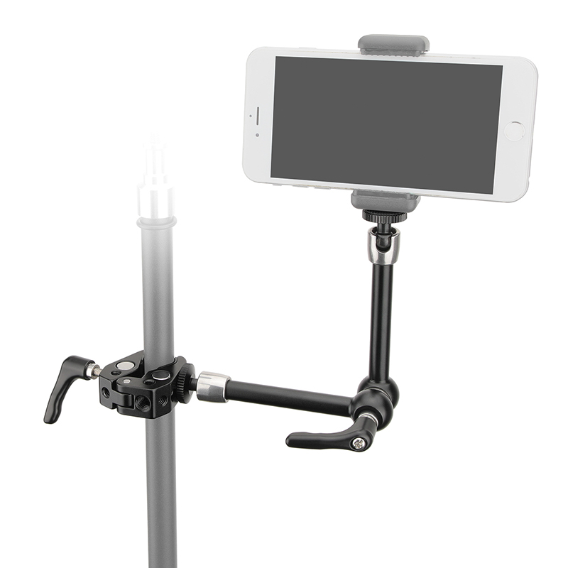 CAMVATE Universal Super Crab Clamp With Stronger Screw Knob + Magic Arm With 1/4" Connectors & Stronger Central Screw Knob