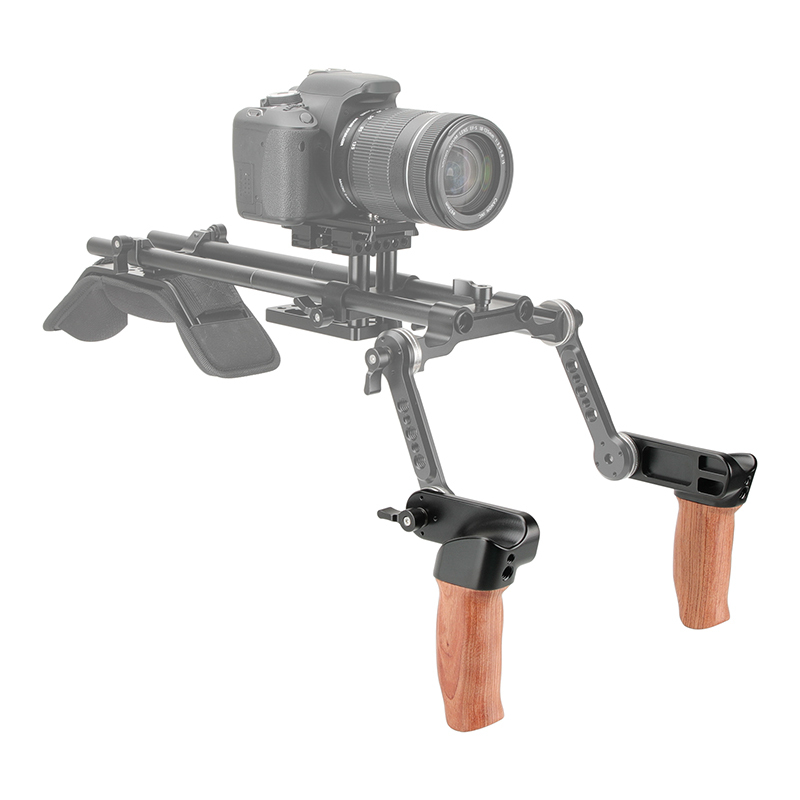 CAMVATE Ergonomic Wooden Hand Grip With ARRI Rosette M6 Thread Screw Connection For Camera Shoulder Mount Rig (A Pair)
