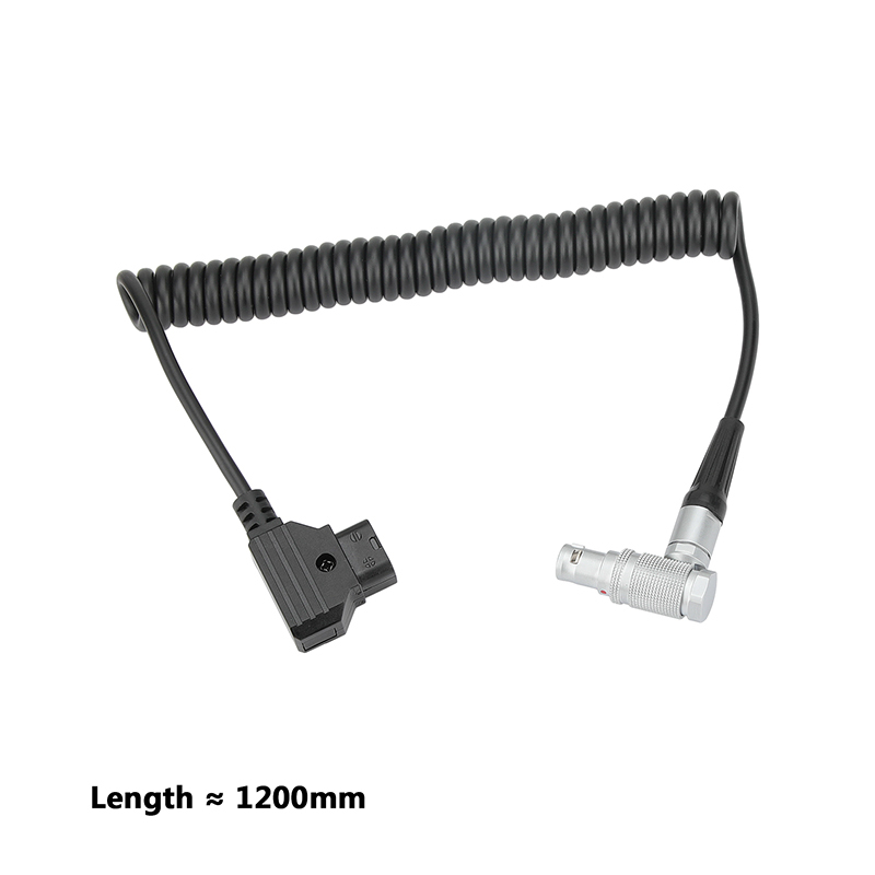 CAMVATE Coiled D-Tap To Right-Angle 4 Pin Power Cable For Canon C300 Mark II