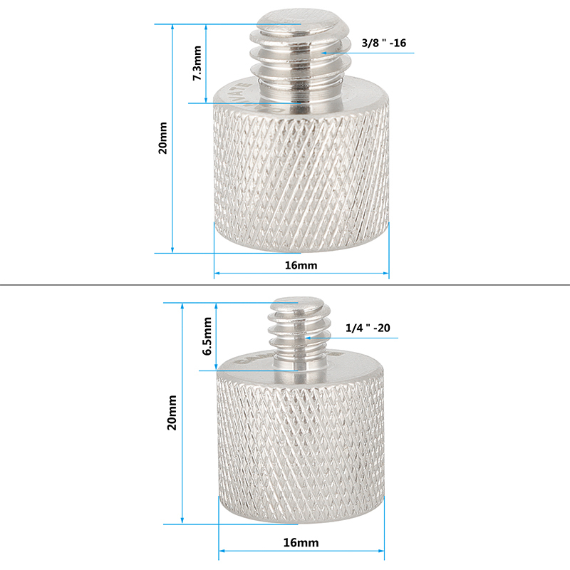 CAMVATE 1/4" Female To 3/8" Male + 3/8"-16 Female To 1/4"-20 Male Adapter For Tripod And Camera And Qr Plate/Adapter Brass
