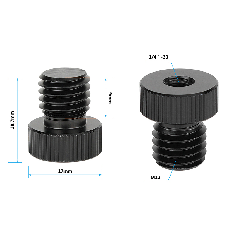 CAMVATE 15mm Rod Plug M12 Male To 1/4" Female Screw Adapter 2 Pieces