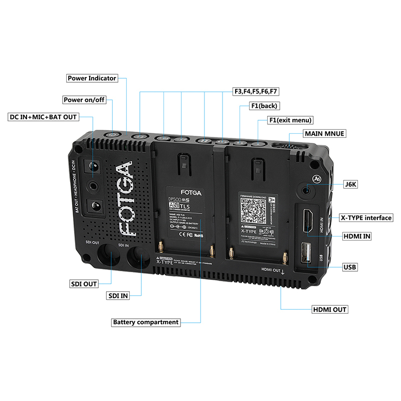 CAMVATE Fotga DP500IIIS A50 5" FHD IPS Video On-camera Field Monitor HDMI 4K Input / Output Dual NP-F Battery Plate