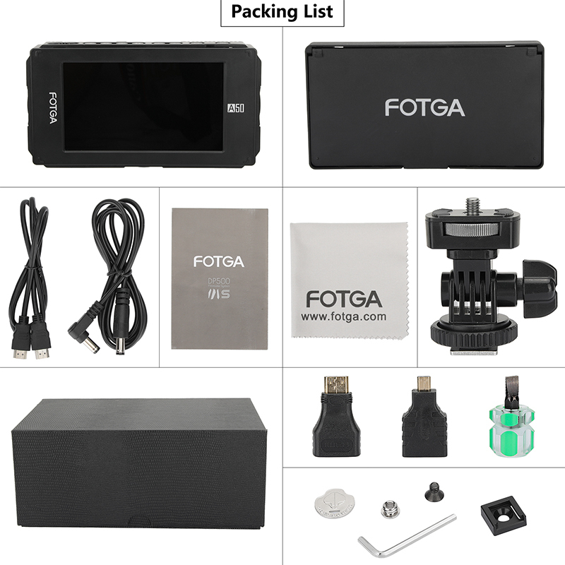 CAMVATE Fotga DP500IIIS A50 5" FHD IPS Video On-camera Field Monitor HDMI 4K Input / Output Dual NP-F Battery Plate