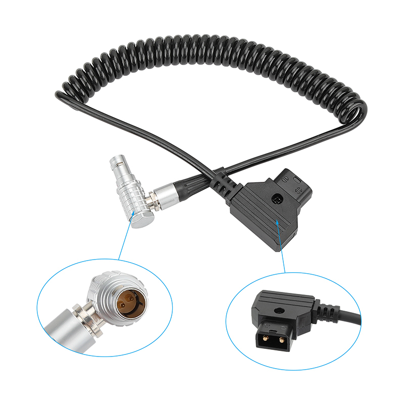 CAMVATE D-Tap To 2 Pin Right Angle Coiled Power Cable