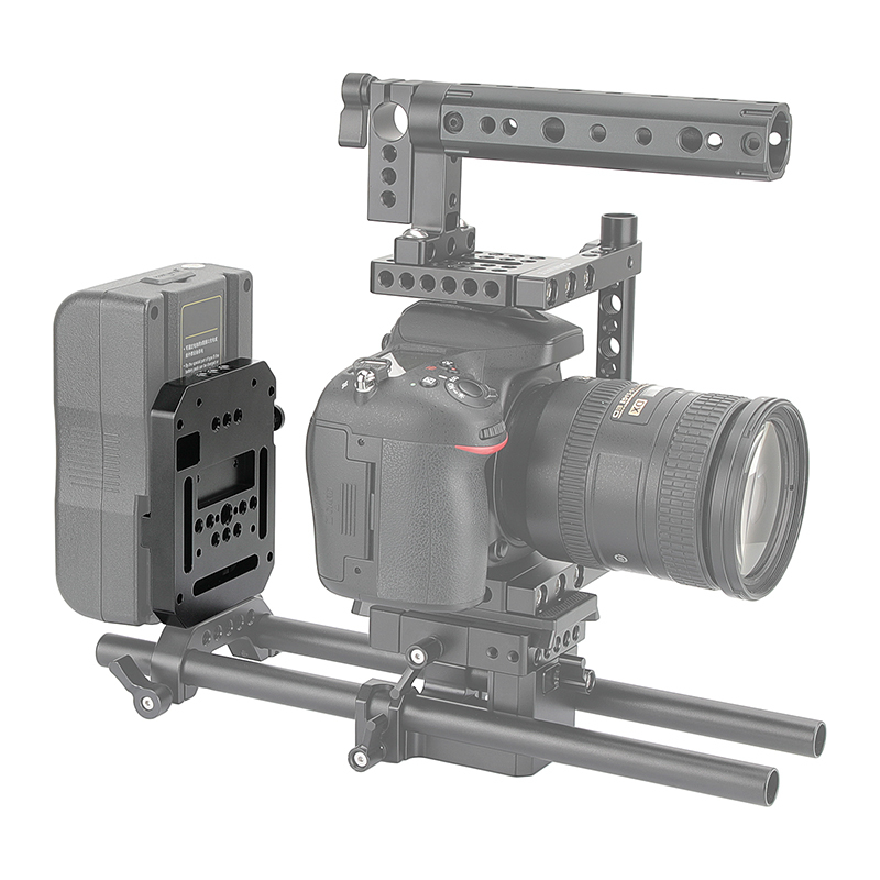 CAMVATE Mini V Mount Female Adapter Quick Release With VESA Mount 75×75mm & 1/4" 3/8" Mounting Points For DSLR Camera Battery