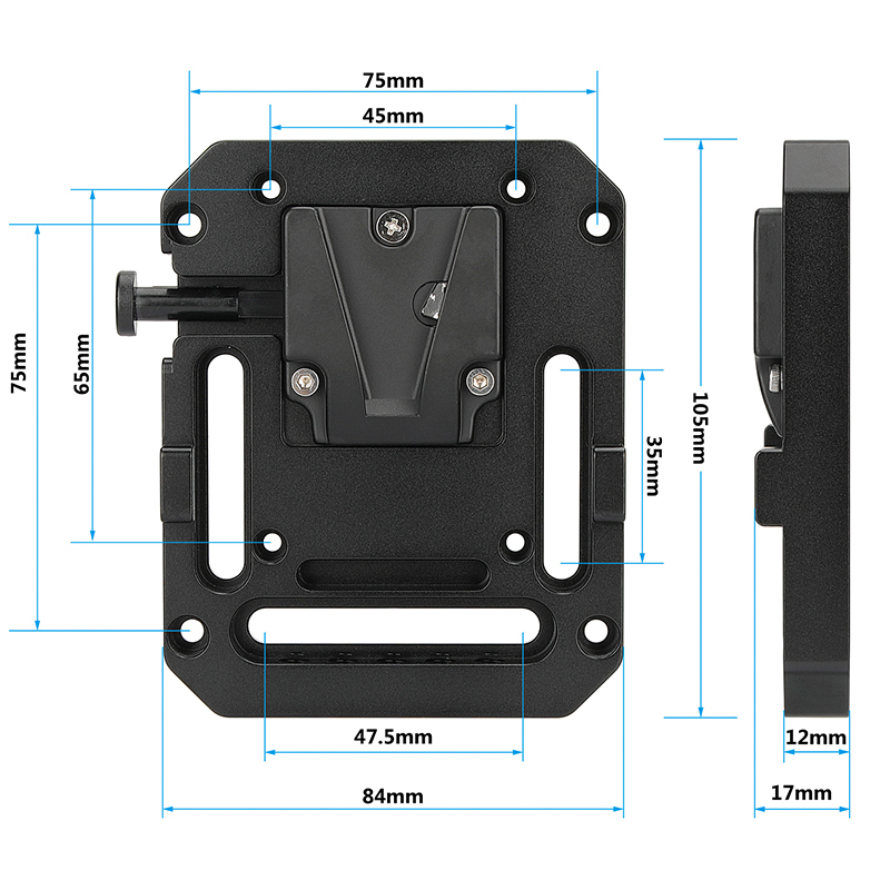 CAMVATE Mini V Mount Female Adapter Quick Release With VESA Mount 75×75mm & 1/4" 3/8" Mounting Points For DSLR Camera Battery