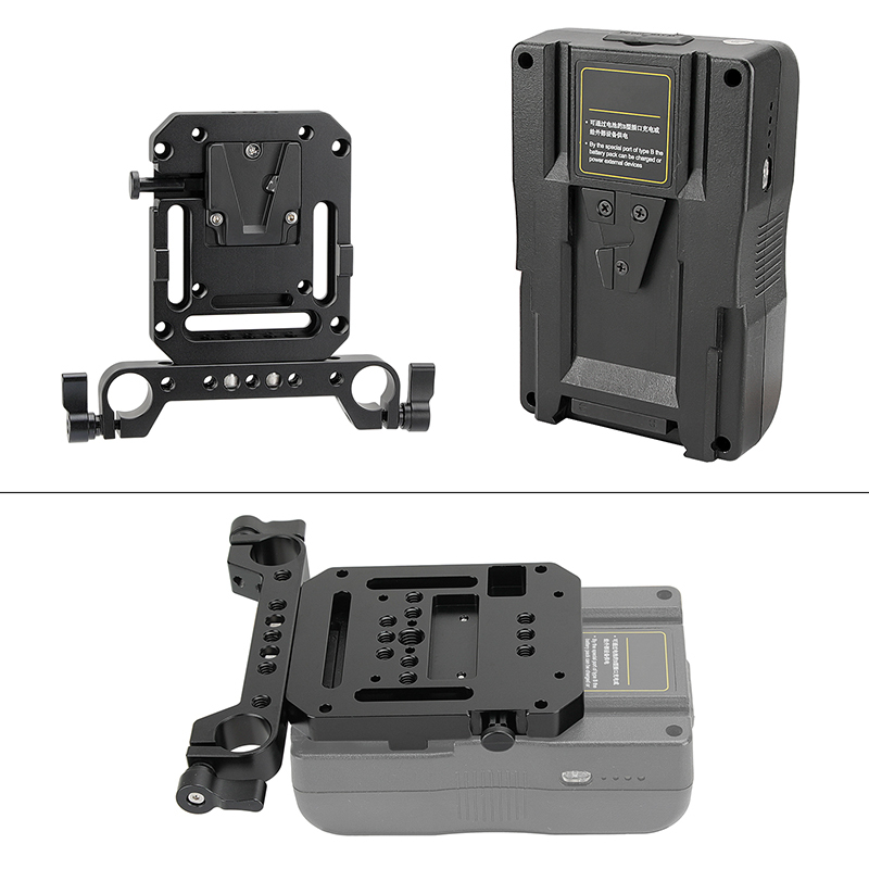 CAMVATE Mini V Lock Female Mount With VESA Mount 75×75mm & 19mm Rod Clamp Railblock For DSLR Camera Battery Power Supply