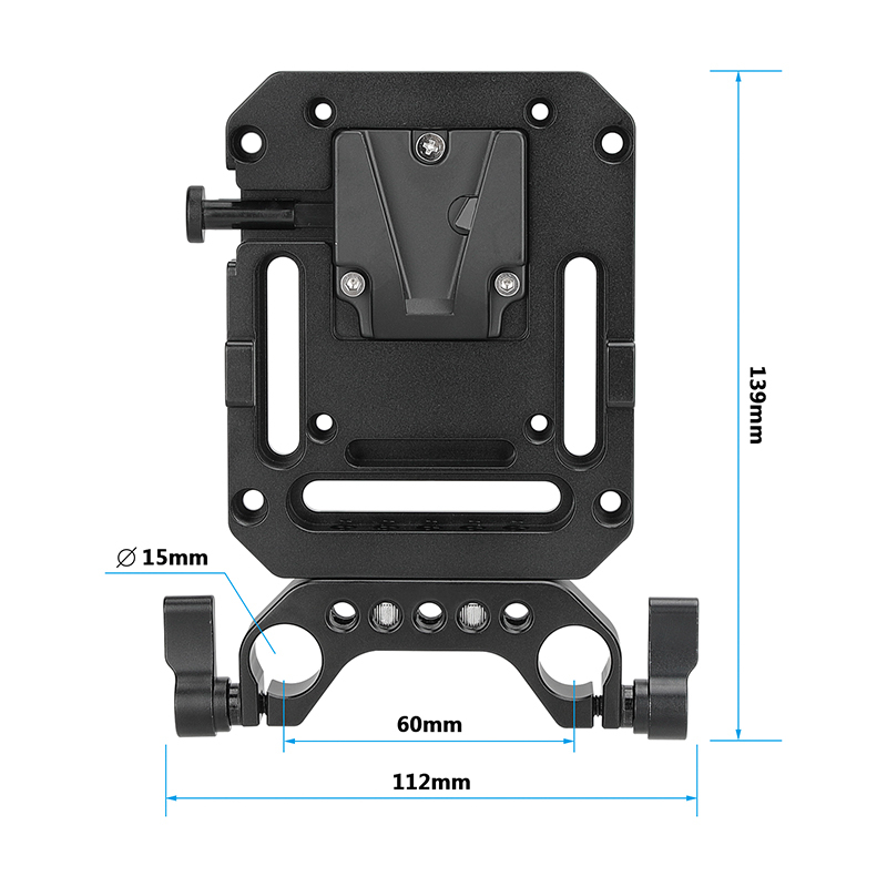 CAMVATE Mini V Lock Mount Female Adapter With VESA Mount 75×75mm & 15mm Railblock Rod Clamp For DSLR Camera Battery